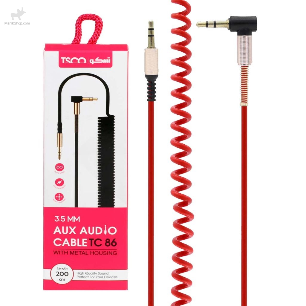 کابل صدا AUX تسکو TC86 یک سر کج مشکی