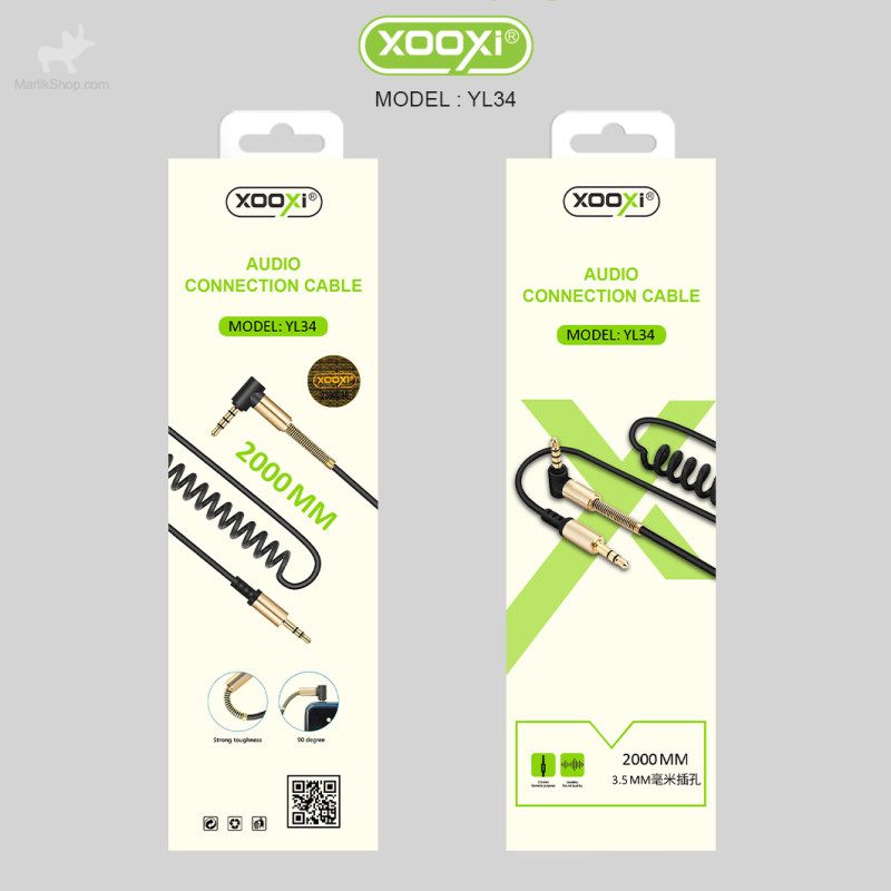 کابل 1 به 1 صدا (AUX) طول 2 متر 90 درجه XOOXI مدل YL34