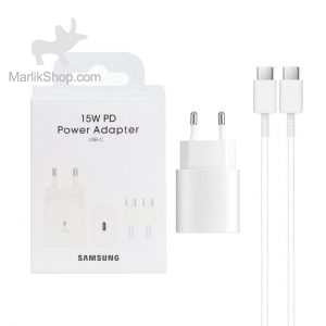 شارژر دو پین + کابل SAMSUNG 15W اصل چین