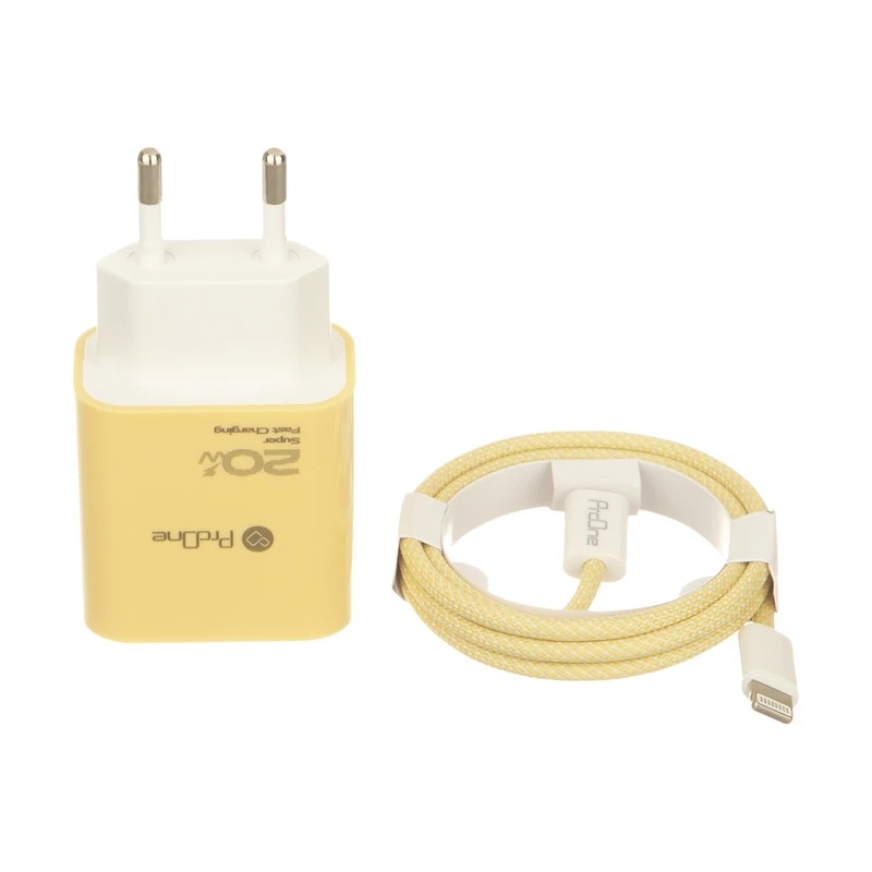 27f42b9659fd5cffb2b11349fbed2b9b38d73c0e_1664890352 شارژر دیواری 20W فست و PD تک پورت ProOne مدل PWC540 به همراه کابل شارژ Type-C to Lightning – پرووان - تصویر 1
