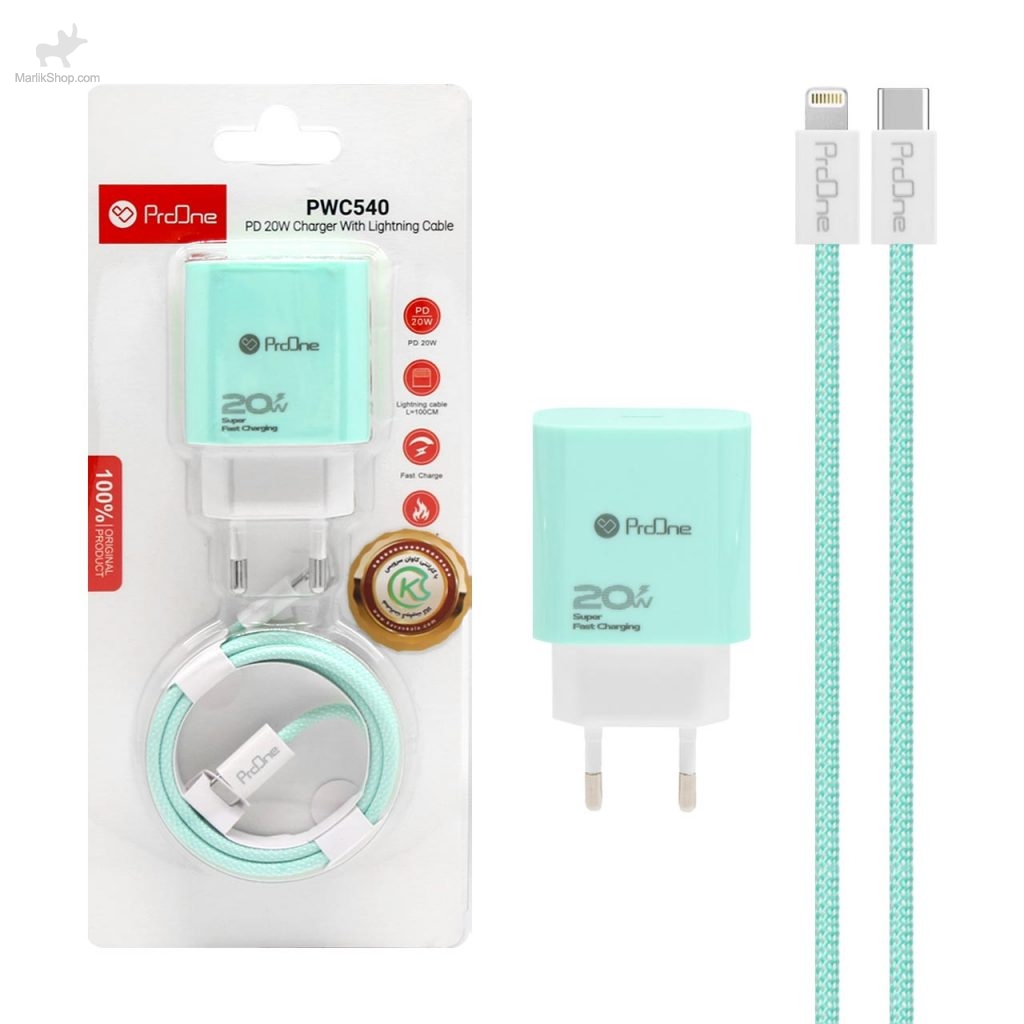 682908-1-1024x1024 شارژر دیواری 20W فست و PD تک پورت ProOne مدل PWC540 به همراه کابل شارژ Type-C to Lightning - تصویر 1
