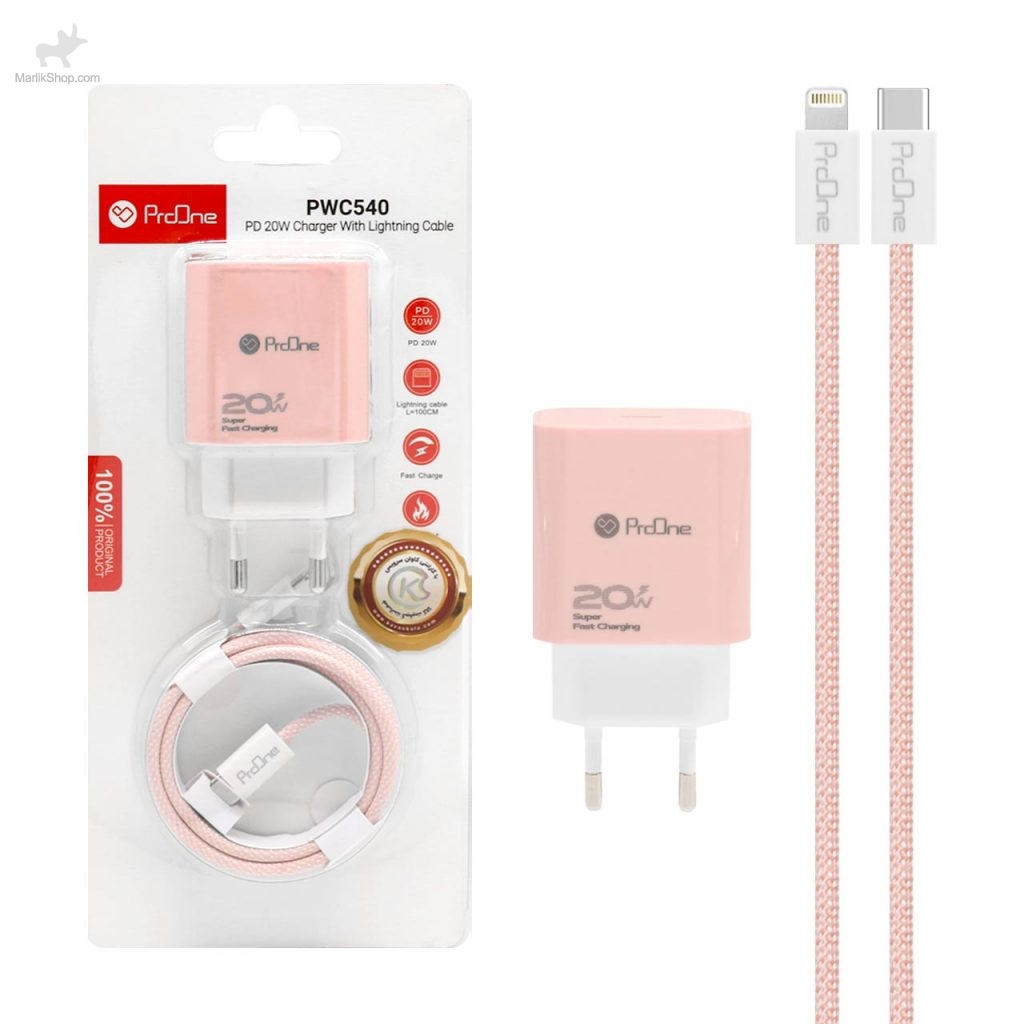 682914-1024x1024 (1) شارژر دیواری 20W فست و PD تک پورت ProOne مدل PWC540 به همراه کابل شارژ Type-C to Lightning - تصویر 1