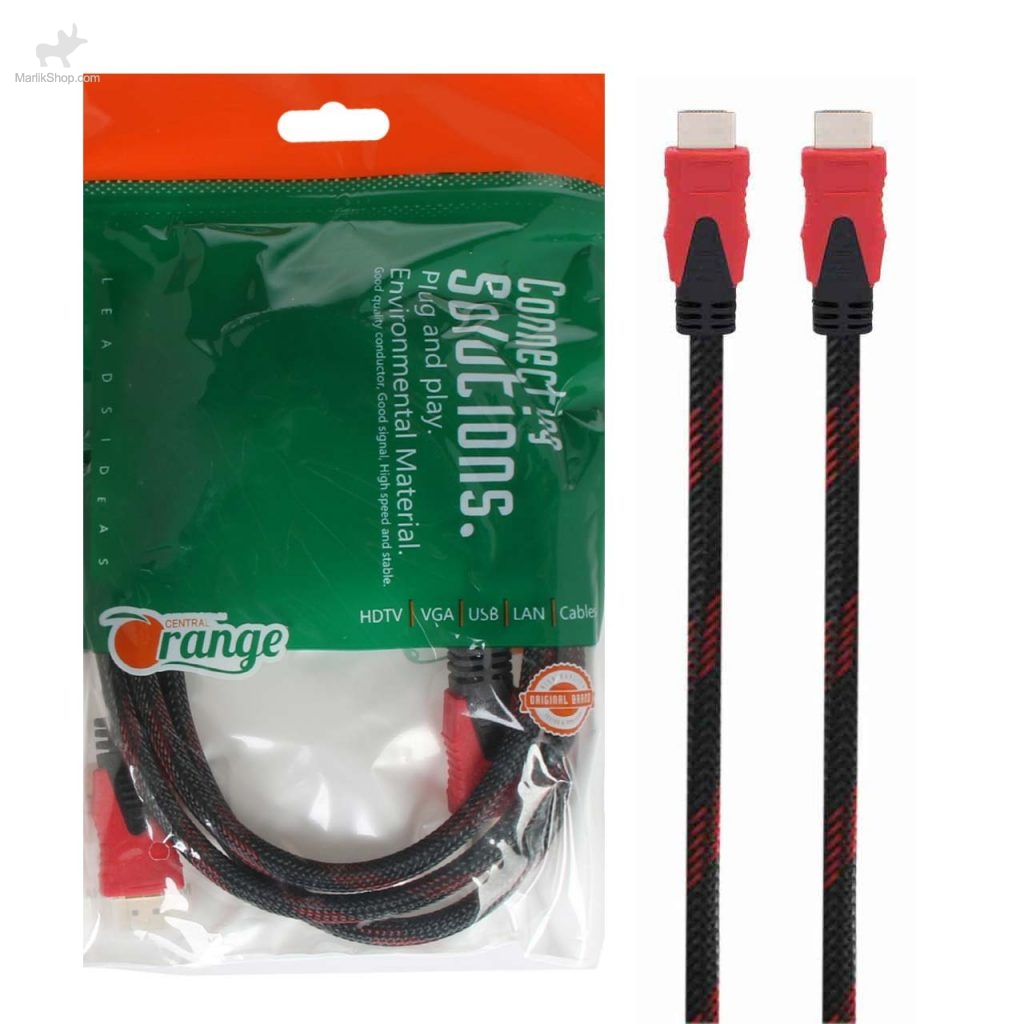 7-167930390264-1024x1024 کابل HDMI کنفی 1.5 متری Orange قرمز مشکی - تصویر 1